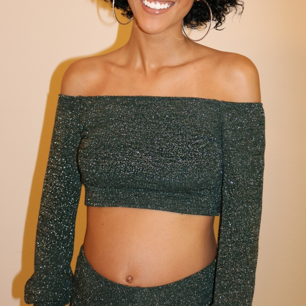 Shimmer Dark Green/Silver 2-Piece Set